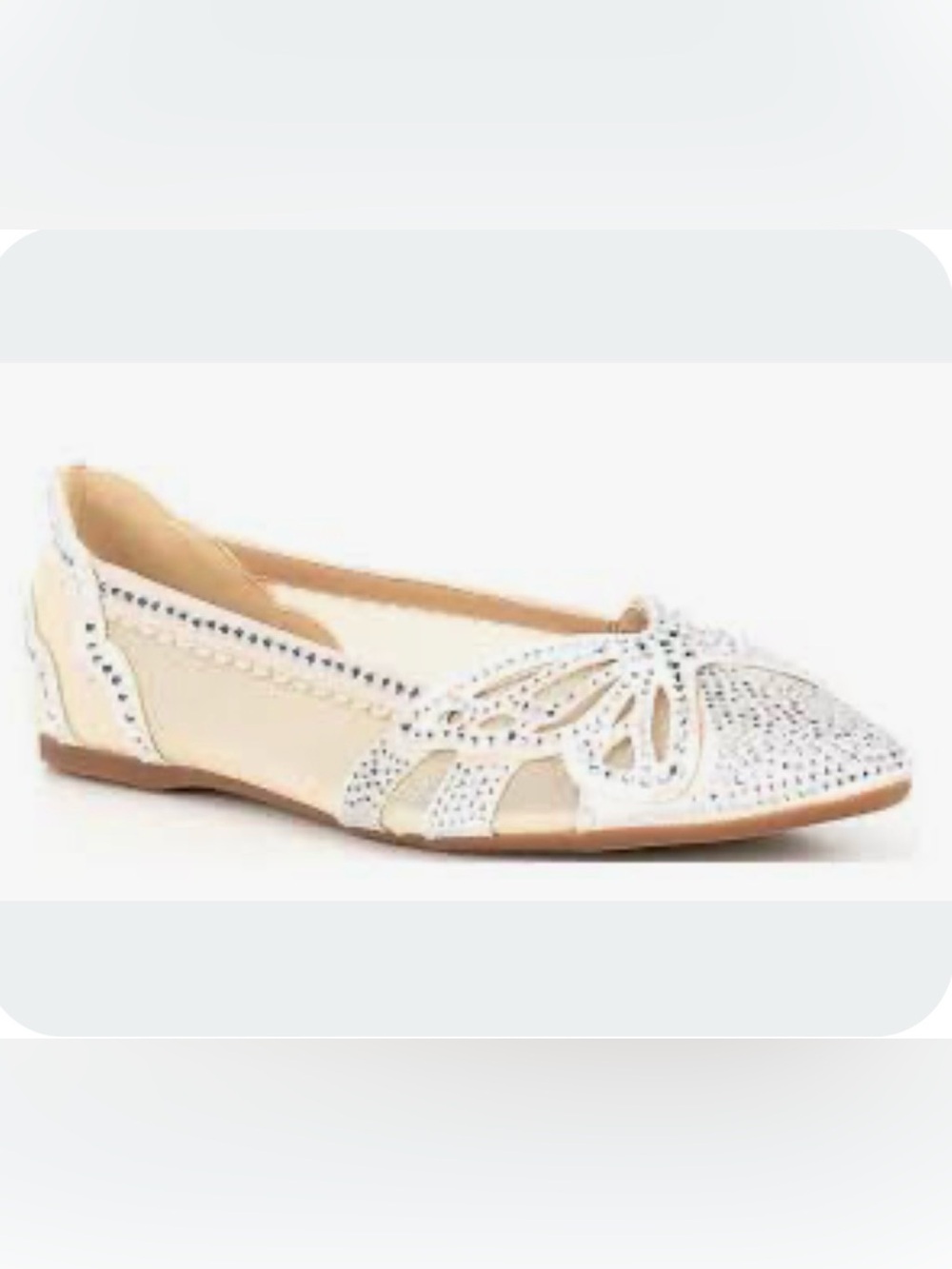 💖 2 for $20 - Copper Key Ritzie Butterfly Cream Rhinestone Ballet Flat